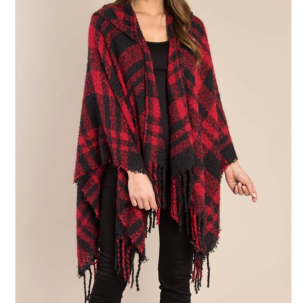 Shawl/Poncho, Buffalo Hooded Wrap by Simply Noelle